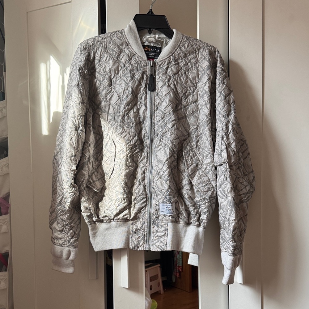 Alpha Industries Metallic Gray Bomber Jacket
